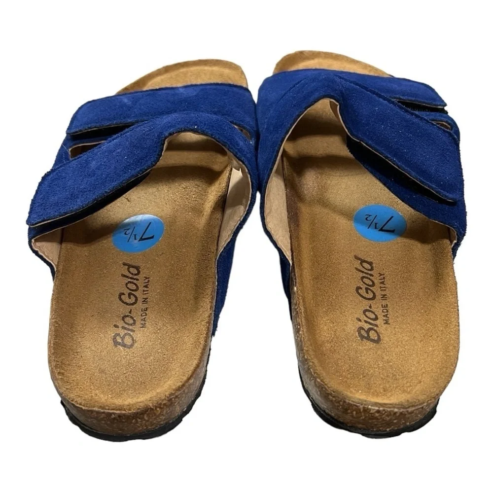 BIO GOLD Blue Slide Cork Bottom Soles Size 7.5